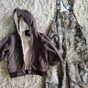 Carhartt bibs Walls winter coat youth boys 8 10 medium camo insulated